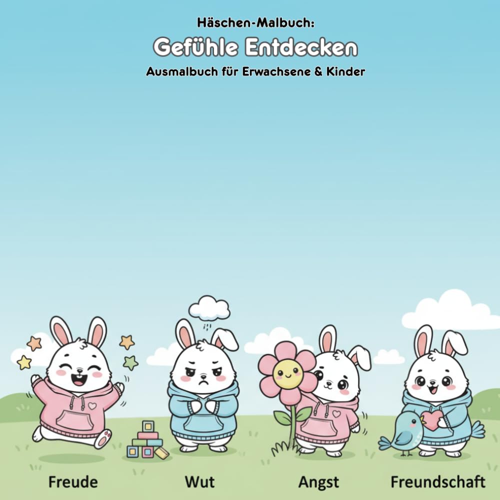 Gefühle Entdecken: Geschichte & Malbuch für Kinder: Für Erwachsene & Kinder: 36 Ausmalbilder, 21.59 x 21.59 cm – Große Motive für kleine Künstler zum Gefühle-Lernen