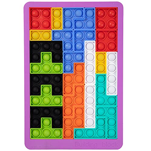 GooKit Push Bubble Sensory Fidget Toys,Tetris Jigsaw Puzzle Toys Pop Push it, Needs Stress Relief Squeeze Toys for Kids Adult (purple-26pcs)