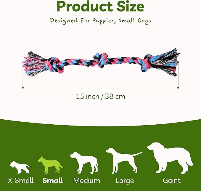 Image of SHARLOVY Puppy Rope Toy, Dog Rope Toy for Small Dogs, Puppy Teething Toys | Cotton Interactive Tug of War Dog Toy for Puppies Boredom, Dog Chew Toys for Aggressive Chewers Small Breed