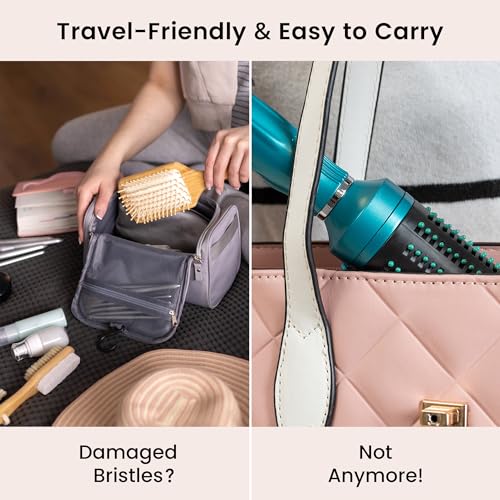 Retractable Detangle Hair Brush for Curly Hair, Straight Hair & Wet Hair | Detangling Round Hairbrush for Blow Dry | Soft Bristle for Long, Thick & Curly Hair | Easy Clean Travel Brush -Blue - Image 6