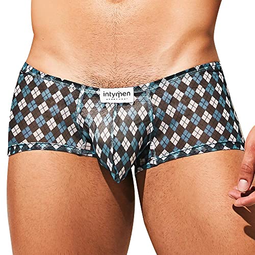 Mens Sexy Bikini Breathable Stretchy Thong Skimpy G-String Rhombuses Trunk Jockstrap Underwear