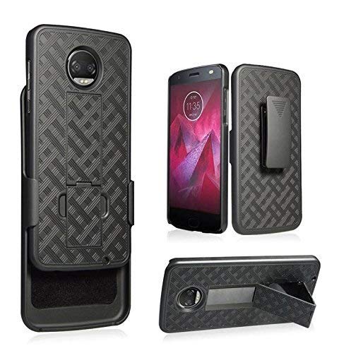 SPYCASE Compatible for Moto Z2 Play Case, Moto Z2 Force Case with Belt Clip Shell Holster Combo for Moto Z2 Play/Moto Z2 Force - Black