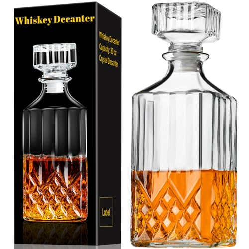 PARACITY Whiskey Decanter, 30oz Decanters for Alcohol with Glass Stopper, Gift Boxed Bourbon Decanter, Whiskey Gifts for Men, Whiskey Decanter Sets for Men, Decanter for Whiskey, Bourbon