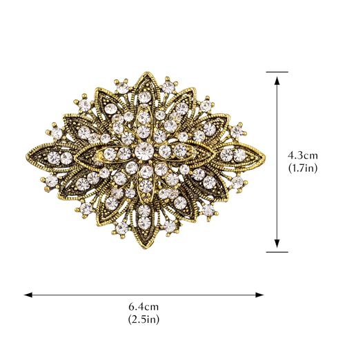 Image of Vintage Art Deco Crystal Rhinestone Brooch Pin for Women