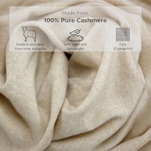 Jet&Bo 100% Pure Cashmere Travel Wrap, Shawl, Scarf & Blanket Beige, Storage Bag + Gift Box2