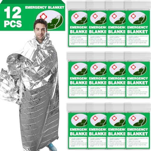 CXYARY 12 Pack Emergency Thermal Blanket Survival, 84” x 52