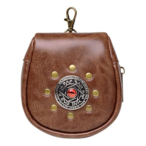 Portafoglio da cintura medievale custodia per telefono rinascimentale portamonete per costumi storici ed eventi a tema marrone pelle sintetica