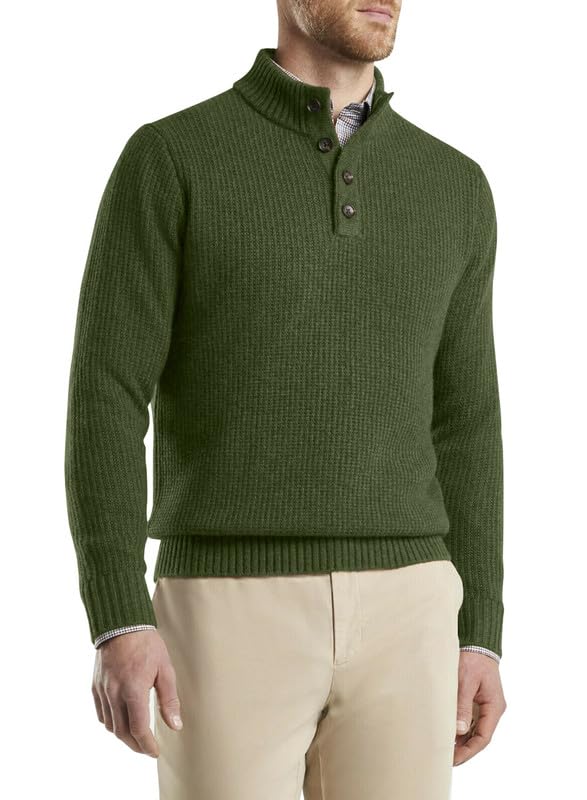 JMIERR Mens Casual Button Down Pullover Sweaters Slim Fit Turtleneck Basic Knitted Long Sleeve Mens Lightweight Sweater