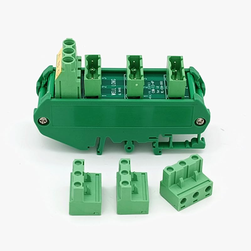 Slim DIN Rail Mount 30A/300V 3x3 Position Pluggable Terminal Block Distribution Module.