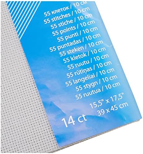 RTO Aida 14 Count Grey 39cm x 45cm, 100% Cotton, 4x17x1 cm