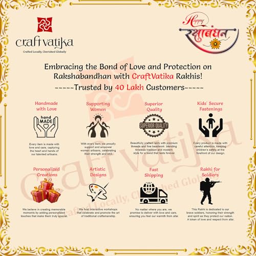 Image of CraftVatika Rakhi for Brother and Bhabhi with Gift Set Combo, Rakhi Set of 2 for Bhaiya Bhabhi, Kundan Meenakari Couple Pair Bhai Bhabhi Rakhi, Rakhis for Rakshabandhan, Fridge Magnet for Door Decor