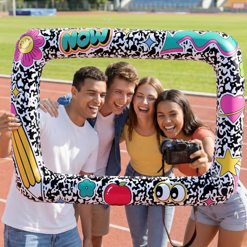 Image of Colingmill 35 inch Back to School Notebook Photo Booth Frame Notebook Inflatable Balloon Backdrop for Back to School Classroom Supplies Selfie Background Decoration