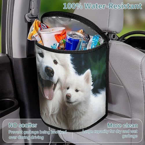 Bote de basura para coche redondo colgar blanco impermeable 7
