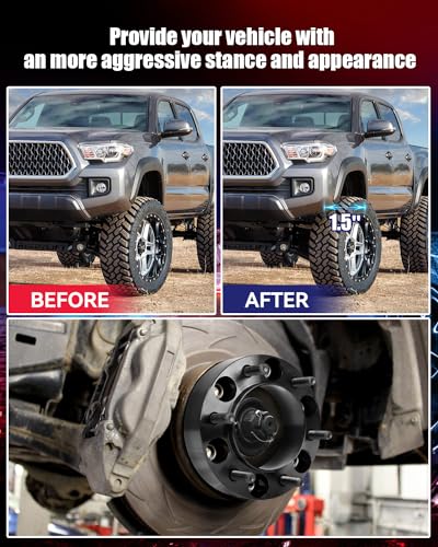 Image of 6x5.5 Hubcentric Wheel Spacers for 1995-2023 Tacoma 1989-2024 4Runner with ET Lug Nuts, 1.5 inch 6x139.7 Forged Spacer with 12x1.5 Studs & 106mm Hub Bore Tundra FJ Cruise Fortuner Sequoia GX460 GX470