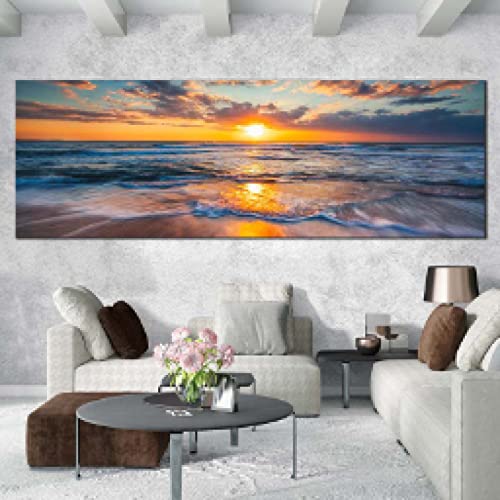 Impressions mur art pour salon de qualité supérieure avec paysage de plage marine 30x90cm