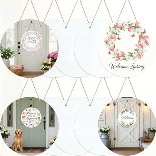 Joyclub 10 PCS 10 Inch Sublimation Door Hanger Ornaments Blanks Metal Door Hanger Round Aluminum Sign Blanks