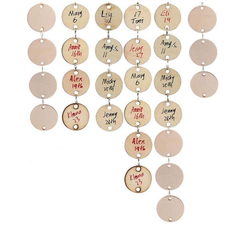 Lankater 100Pcs Wooden Tags With 2 Holes, Round Wood Discs For Christmas Decoration, Birthday Calendar Reminder Record, Chore Boards And Crafts