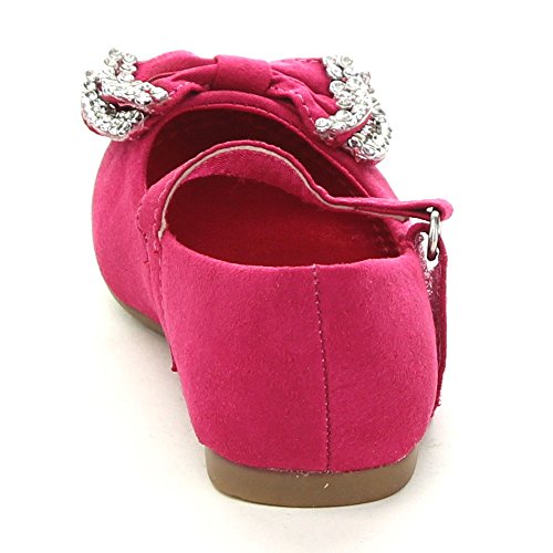 Yoyoma Toddlers Little Girls Glitter Bow Ballerina Falt Shoes,Fuchsia,64