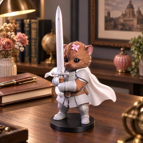KICILVS Knight Kitten –4Inch Knight Cat with a Sword | Dragon Slayer,Medieval Cat Figurine,3D Printed Cat Knight,Desk & Shelf Decor, Adult Collectible - image 6
