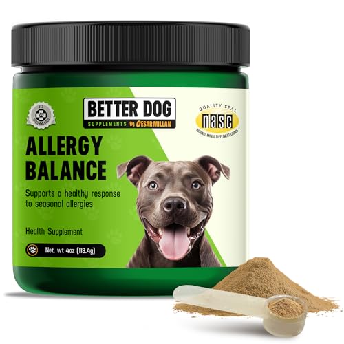 Better Dog Allergy Supplements Powder by Cesar Millan - Allergy Balance Supports Seasonal Allergies & Occasional Dog Allergy Relief with Natural Ingredients & Vet Recommended - 4 oz
