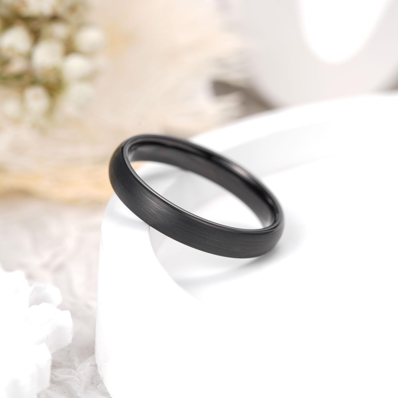 King Will BASIC 4mm 6mm 7mm Black Silver Domed Brushed Tungsten Carbide Ring Men Women Wedding Band Comfort Fit
