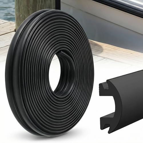 DaisyInner 50 ft Vinyl Rub Rail Insert 1-3/16 Inch Black Boat Rub Rail Replacement Flexible Marine Grade PVC Bumper Insert for Boats Kayaks Pontoons