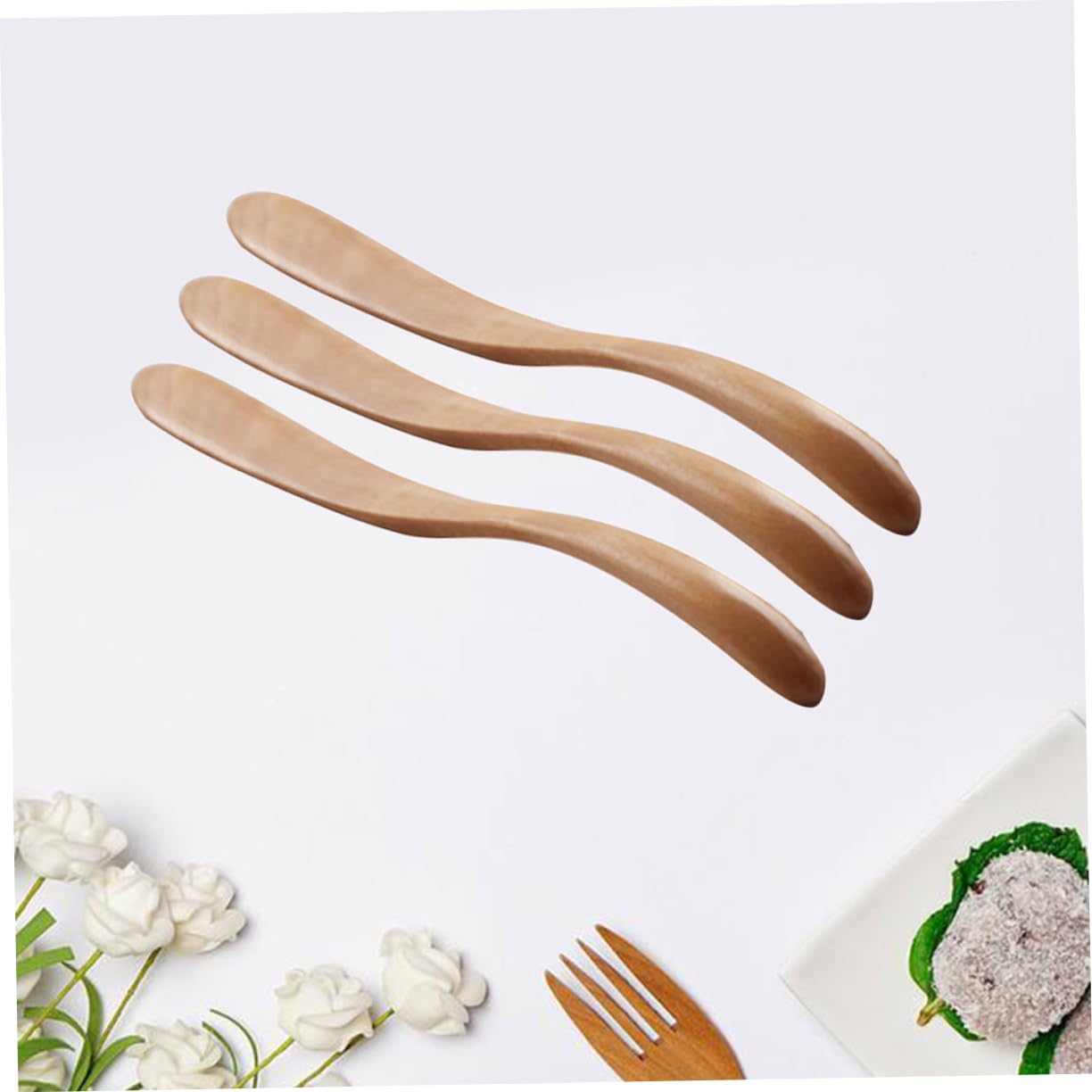 TIDTALEO 3pcs Natural Wood Butter Knife Beurre Butter Slicer Jam Cutting Tool Spreader Cheese Slicer for Baking and Decorating
