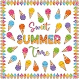 Summer Bulletin Board Decorations Set Summer Classroom Decorations Sweet Summer Ice Cream Decorations Cutouts with Glue Points for Classroom Office Party Decorations
