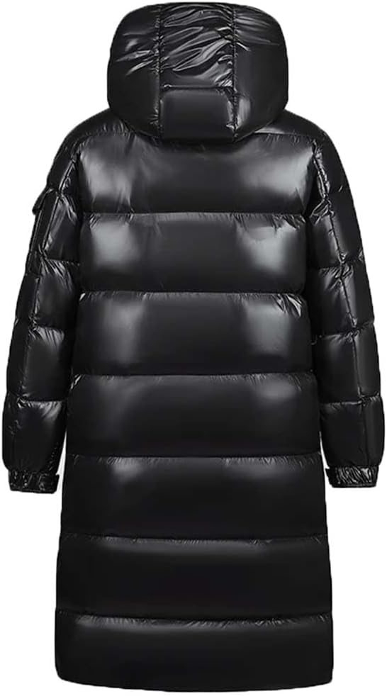 Mens Sports With Hat Solid Color Long Coat Zipper Down Jacket