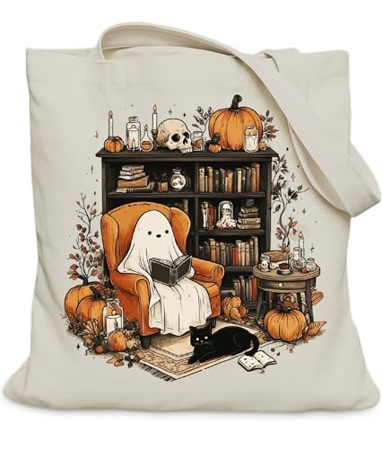Image of Book Lovers Gifts Tote Bag for Bookish Readers, Aesthetic Book Tote Bag for Librarian, Medium Size with Inner Pocket
