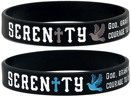 Ezekiel Gift Co. (12-Pack) Serenity Prayer Silicone Wristbands - Wholesale Bulk Pack of 1 Dozen Bracelets - Thumbnail 2