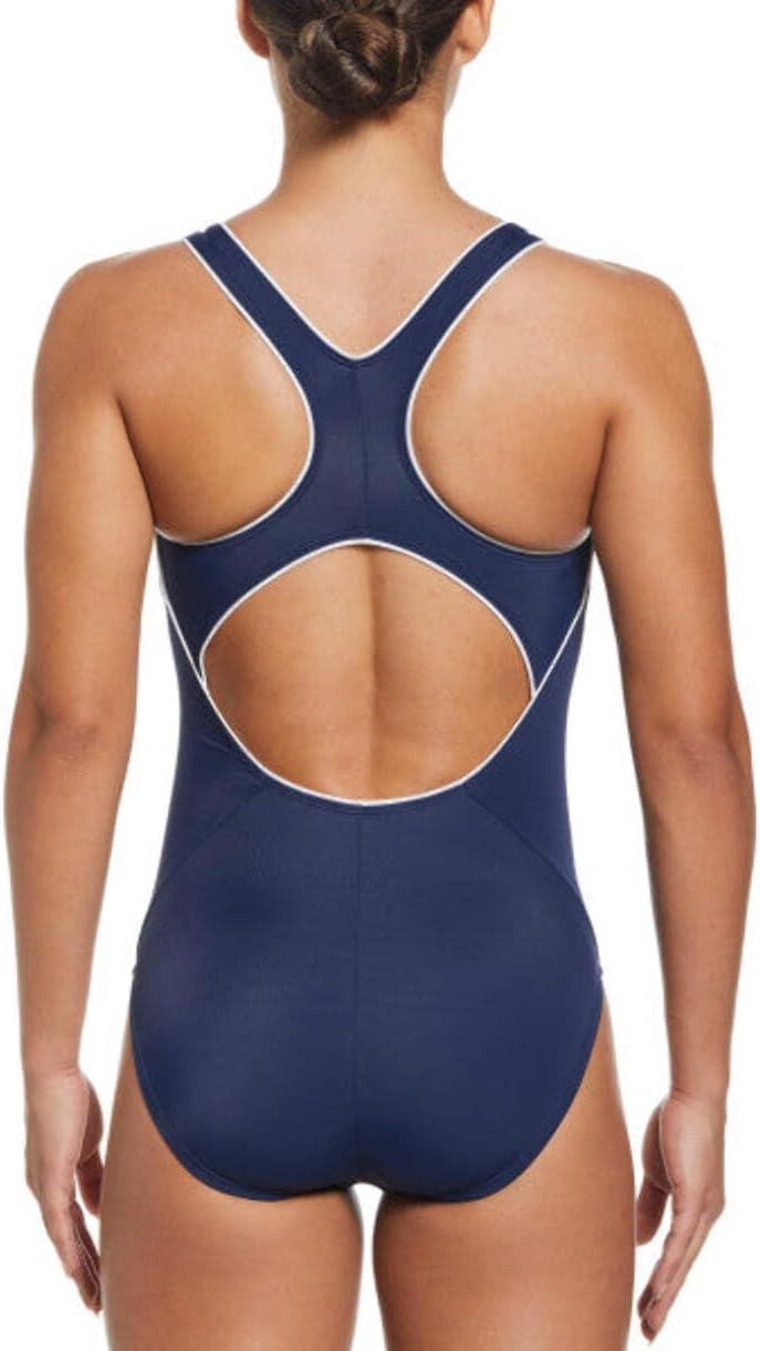 Nike Swim Women's Solid Powerback Chlorine Resistant One Piece Midnight Navy