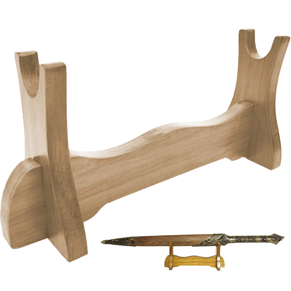 Ericetion Style2 One Tier Wood Sword Stand For Samurai Swords, Daggers And Short Swords - Perfect For Home And Office Display