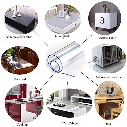 Myoyay 79 X 39 Inch 2Mm Thick Clear Pvc Table Cover Protector Soft Transparent Tablecloth Waterproof Oil Proof Kitchen Dining Table Cloth For Rectangular Table Writing Desk #TOP6