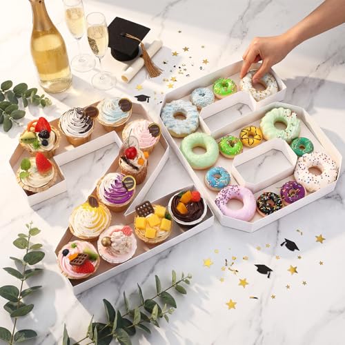 CroBlissful 2 Pcs 13.7" 26 Cardboard Charcuterie Numbers Fillable Graduation Board Number Large Fillable Numbers 2026 Letters Trays for Food Chocolate Candy School Congrats Grad Party Supplies(White) by CroBlissful - Used condition - Image 5