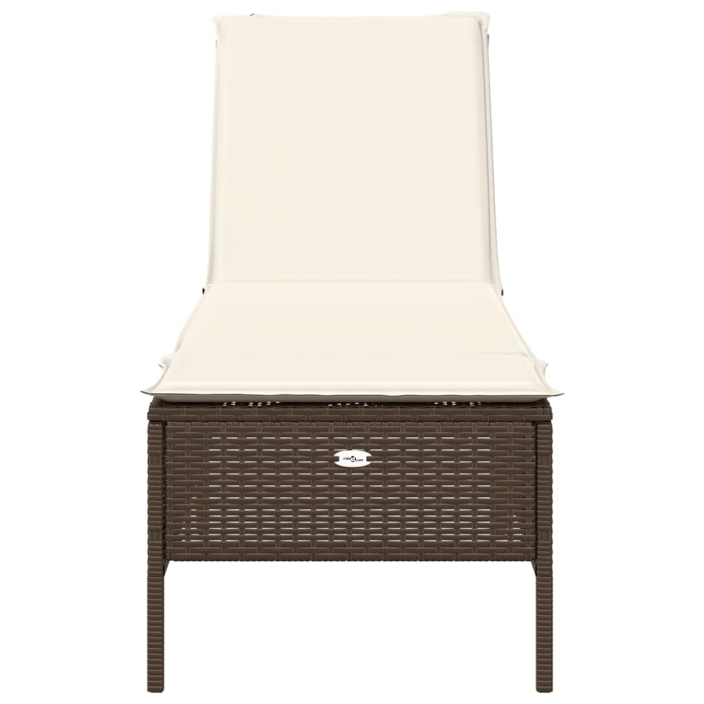 Sonnenliege mit Auflage Braun Poly Rattan Gartenliege