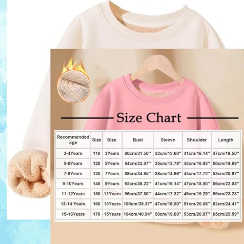 bmkBWO Unisex Girls Boy's Fleece Lined Sweatshirt Crewneck Kids Clothes Warm Pullover Tops Sweatshirts Fall Outfits3