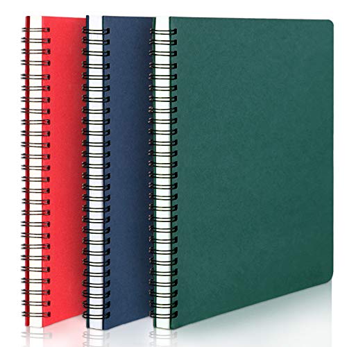 Carnet de croquis et notes ligné format A5 à spirales avec 3 couleurs assorties