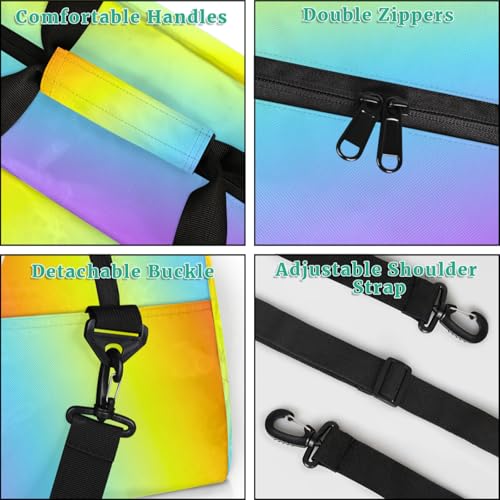 Sports Duffle Bags Rainbow Gradient Travel Gym Bag Weekender Bags Waterproof Overnight Bag Carry On Bag for Dance, Yoga3