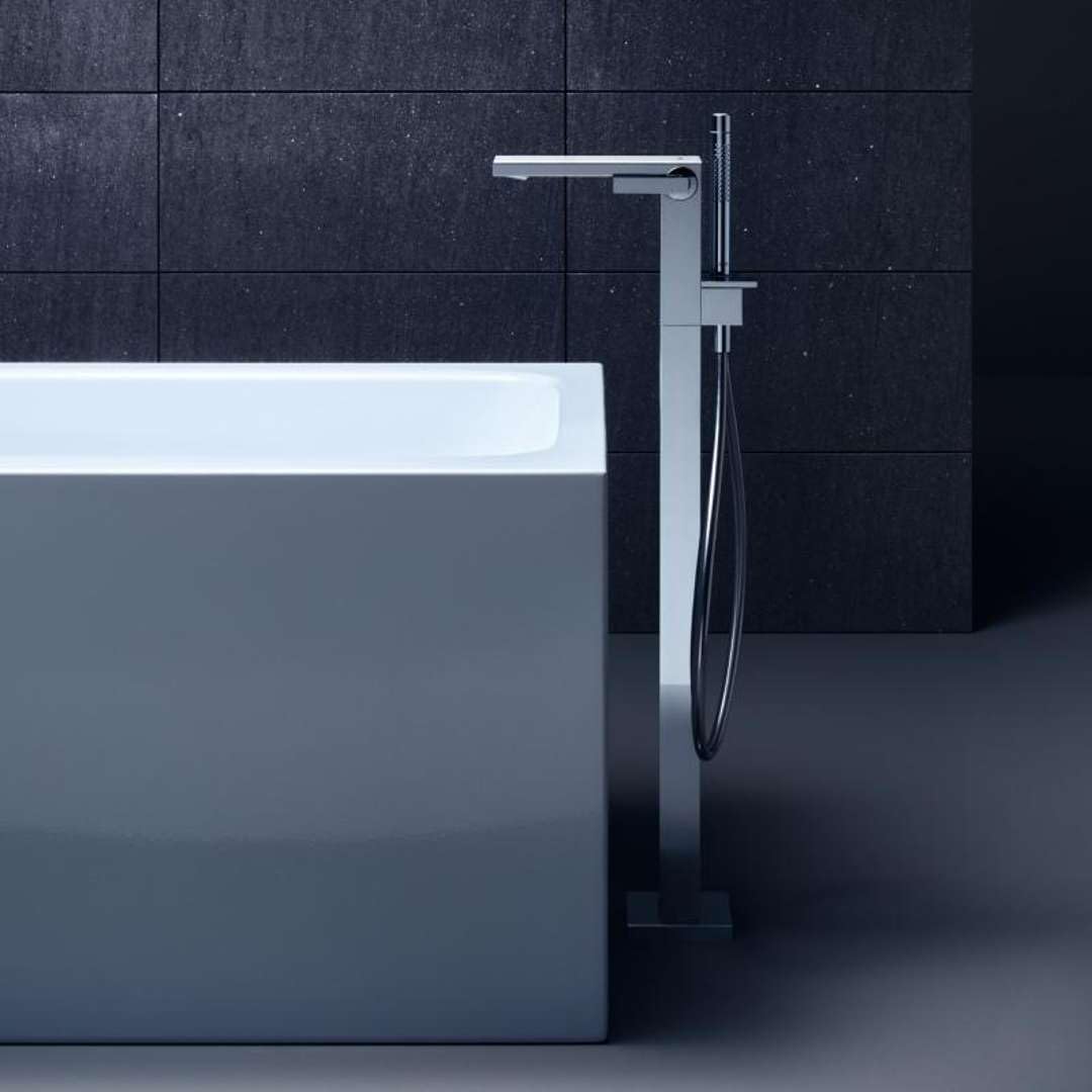 mitigeur bain/douche, set de finition pour montage au sol chromée/miroir