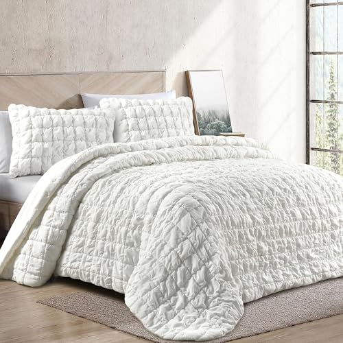 NOVOTEXTIL Edredón Relleno Nórdico Cama 150 (250x270), Edredón Blanco de Fibra 300 gr/m² con 2 Fundas de Almohada 50x70   Nórdico Invierno Suave, Ligero y Transpirable con Diseño Elegante