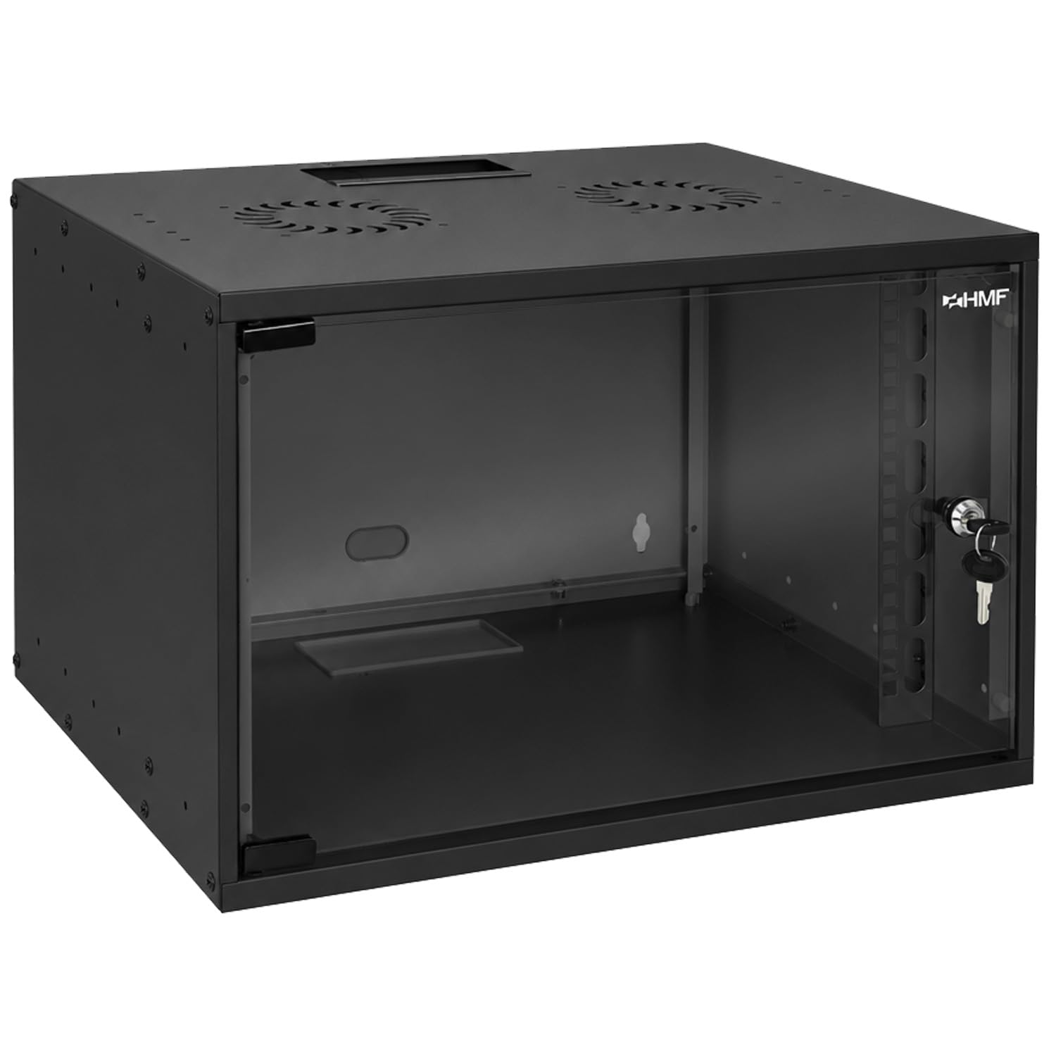 HMF 65707-02 Szafa sieciowa, szafa serwerowa 19 cali | 7 U | głębokość montażowa 275 mm | drzwi szklane | czarna