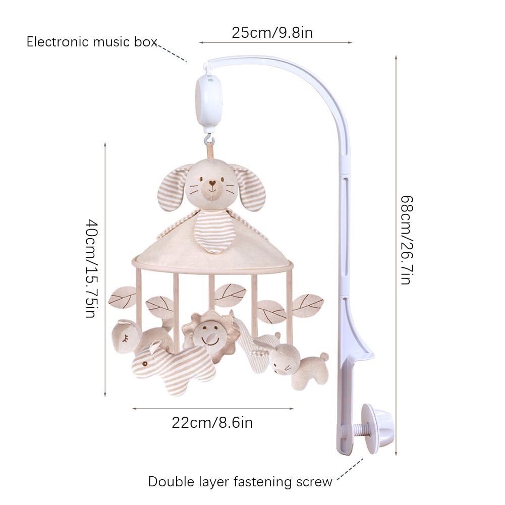 Mobile Lit Bébé, Cloches de Lit Musical Animaux, Mobile Bebe Musical, Mobile Berceau Bébé, Carillon éolien Bébé, Jouet Interactif Bébé, Décoration de Chambre de Enfant, Cadeau pour Bébé Fille Garçon