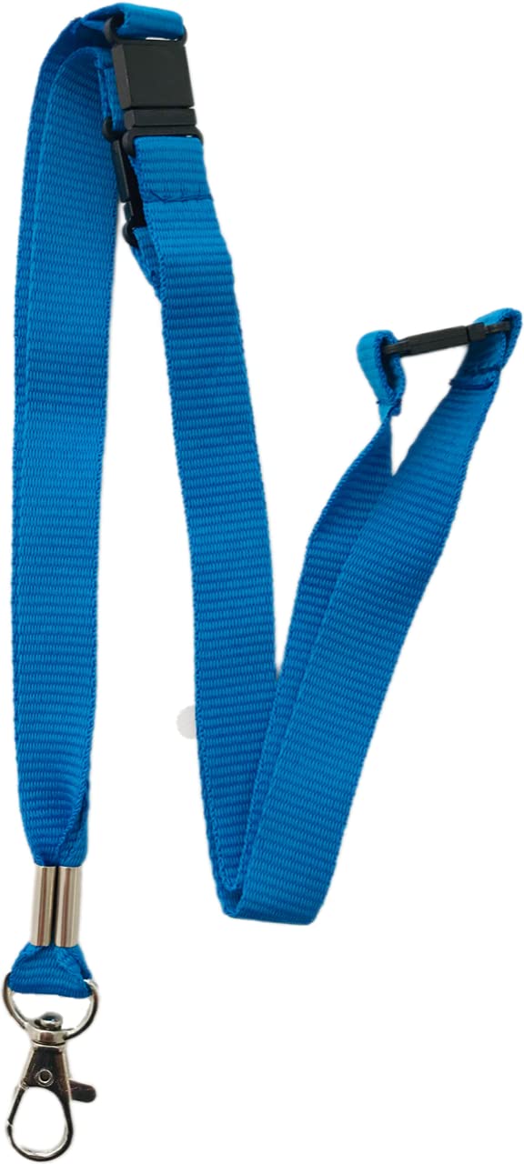 PAC Supplies Global 15mm Colourful Neck Lanyard With 3 Point (Triple) Safety Breakaway (Blue, 2 Lanyards) — image 1