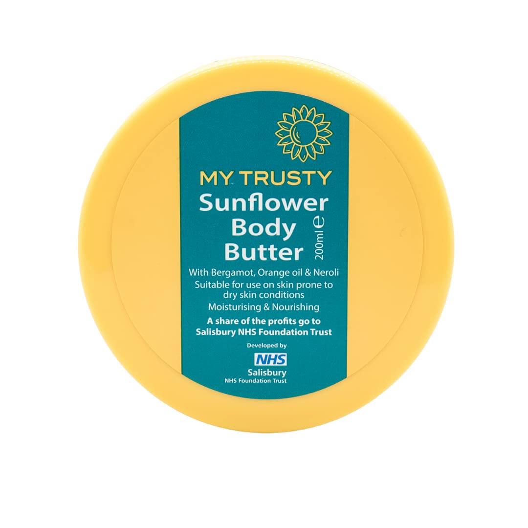 Sunflower Body Butter, Suitable for Dry Skin and Skin Prone to Eczema, Vegan Friendly with Natural Ingredients, Bergamot Orange & Neroli Scent, 200ml
