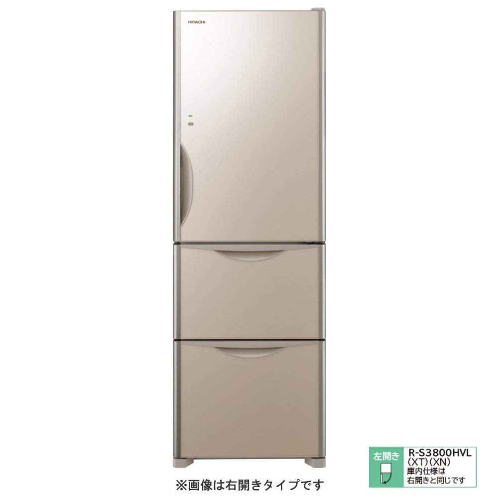 Amazon | 日立 冷蔵庫 375L 3ドア クリスタルシャンパン R-S3800HVL XN