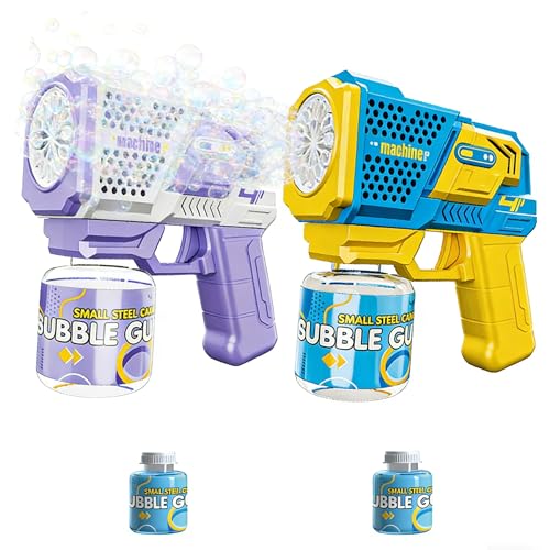 2 Pcs Automatic Bubble Gun with 2 Bottles of Bubble Solution Bubble Gun 5000+ Bubbles Per Min Bubble Maker Outdoor for Party