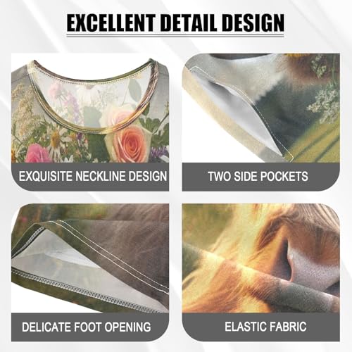 Highland Cow Farmhouse Pajama Set Short Sleeve PJ Set Cotton Summer Pajamas Sleepwear Soft 5Y4