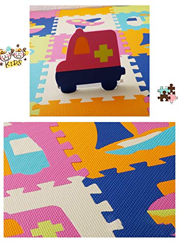 HB.YE Kleurrijk tapijt kruipmat speelmat babymat puzzelmat baby schuim puzzelmat vanaf nul kinderen speeltapijt speelmat baby kruipvloer slaapkamer yoga gymhal (auto, 9-delig) - Afbeelding 4