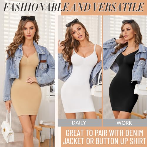 Betaven Damen Shapewear Slips für unter Kleider Shapewear Silp Kleid für Frauen Tummy Control Full Silps,Schwarz,M